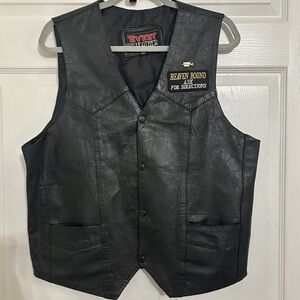 Vintage Leather Event Motorcycle Vest Mens  Size 42 Patchwork GUC